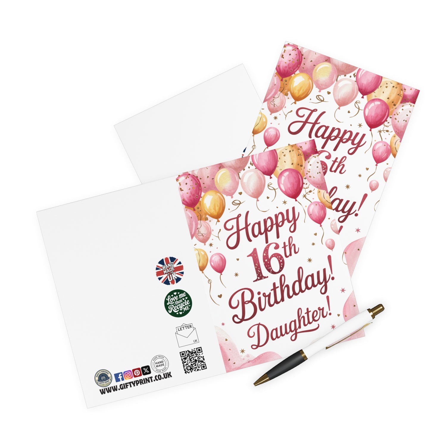 16th Birthday Card Happy 16th Birthday Daughter Balloons C