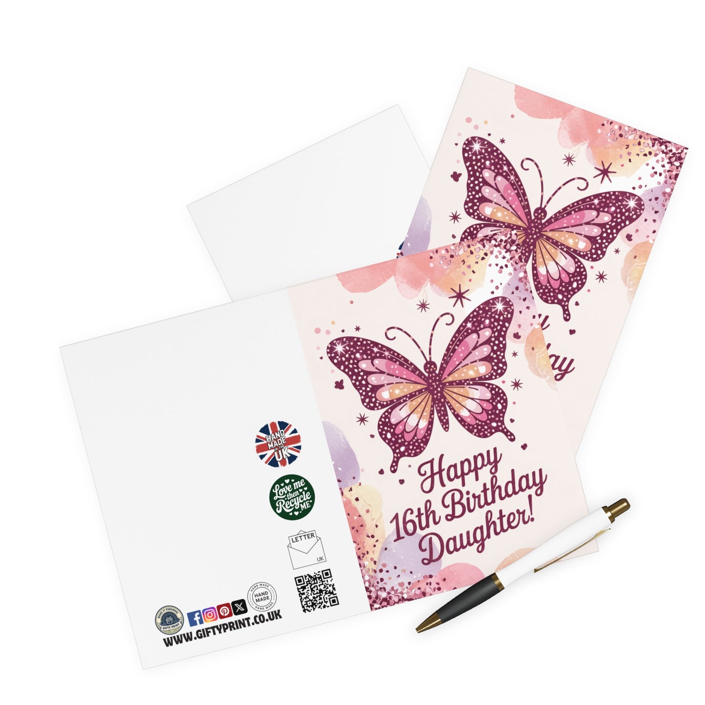 16th Birthday Card Happy 16th Birthday Daughter Butterfly C