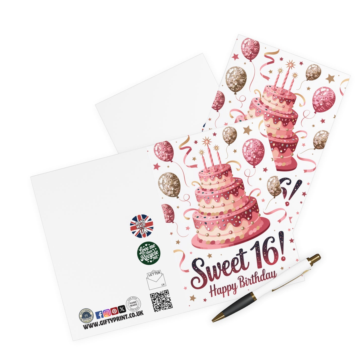 16th Birthday Card Sweet Sixteen Pink Cake C