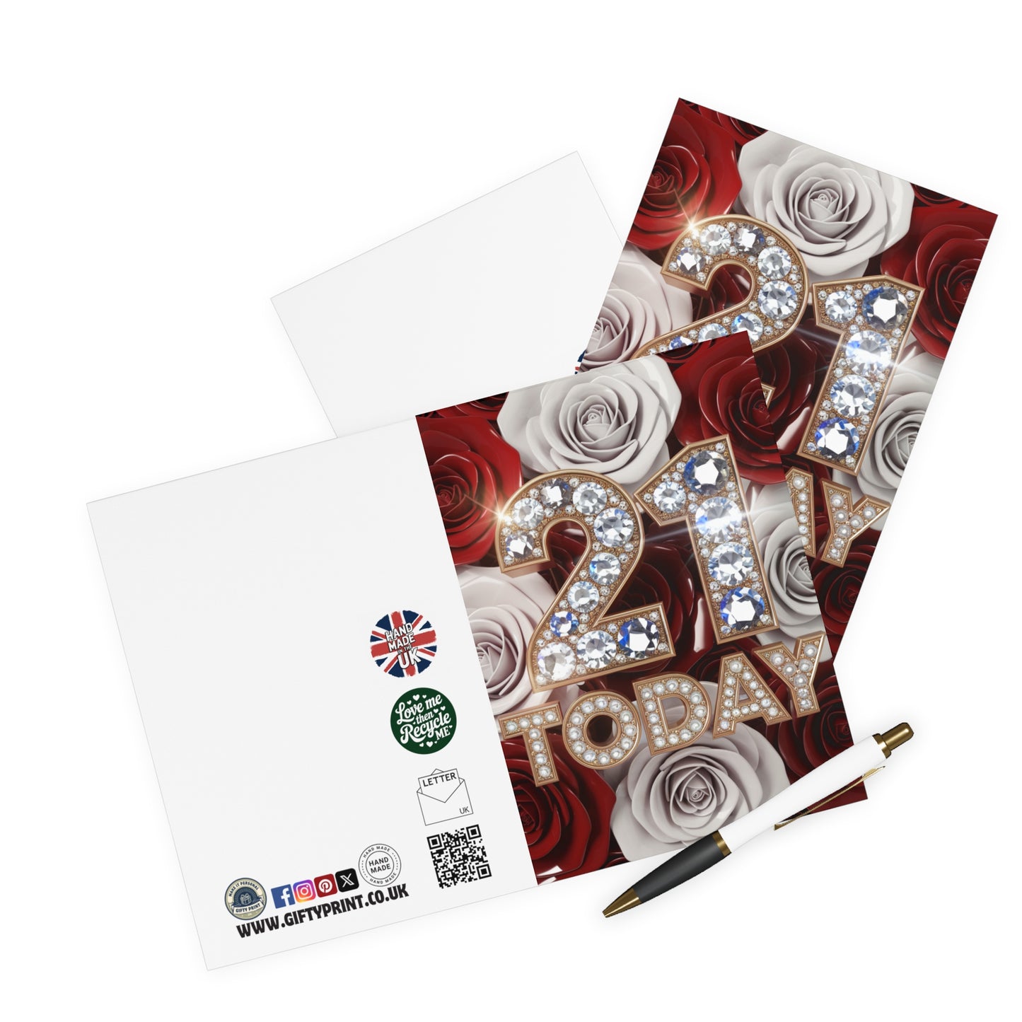 21st Birthday Card 21 Today Roses And Diamonds