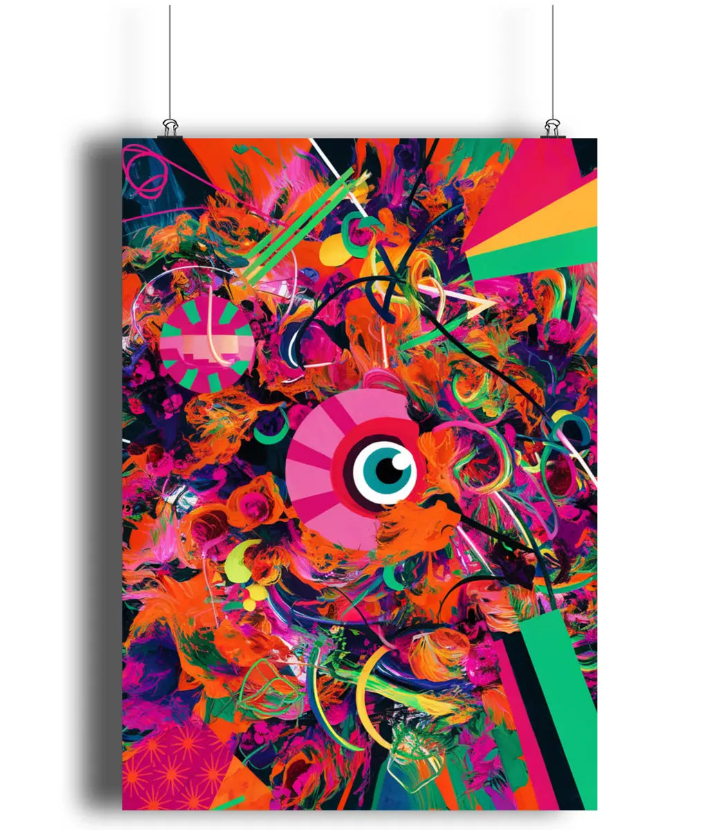Abstract Wall Art Print Electric 80s Colour Shock