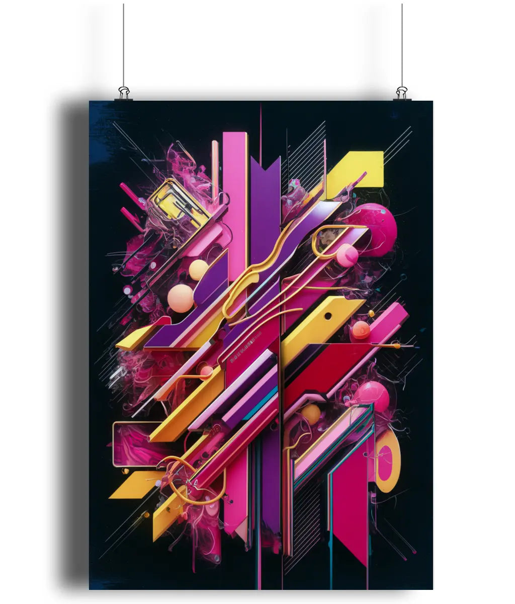 Abstract Wall Art Print Electric 80s Montage