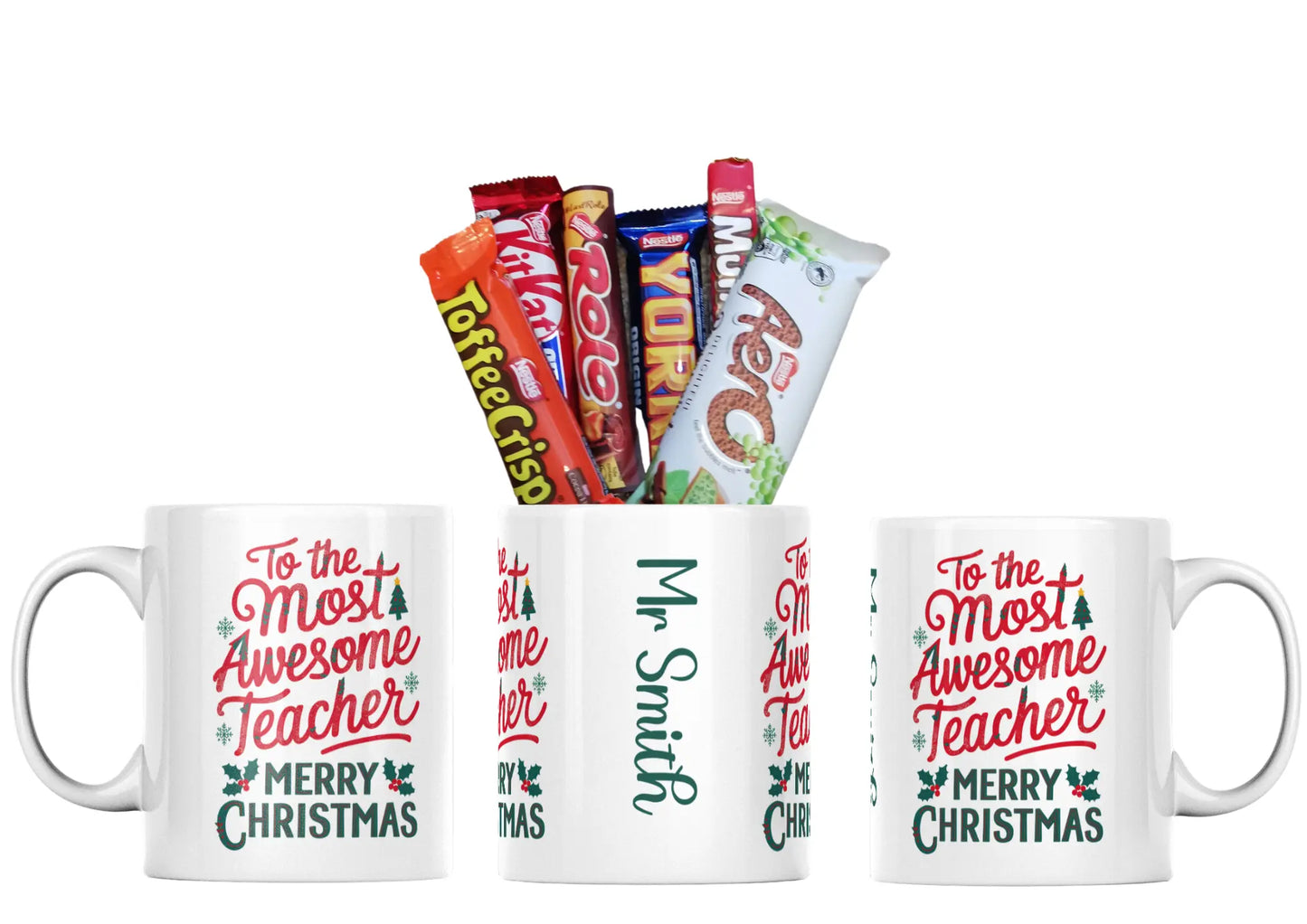 Personalised Awesome Teacher Christmas Mug With Chocolate