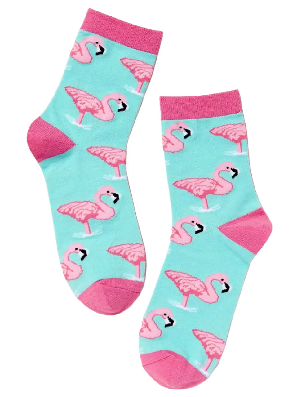 Bright Pink & Turquoise Flamingos Novelty Gift Socks