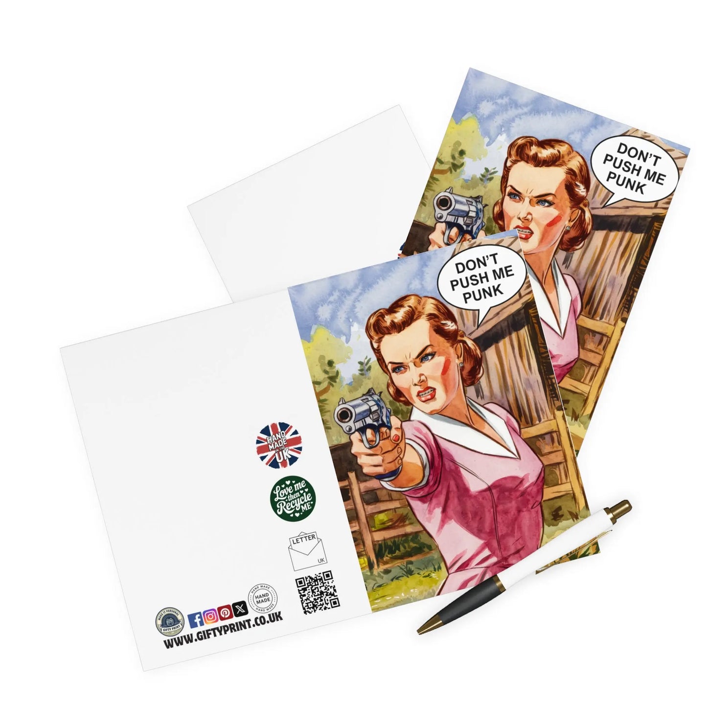 Mothers Day Card Funny Don't Push Me Punk - Gifty Print