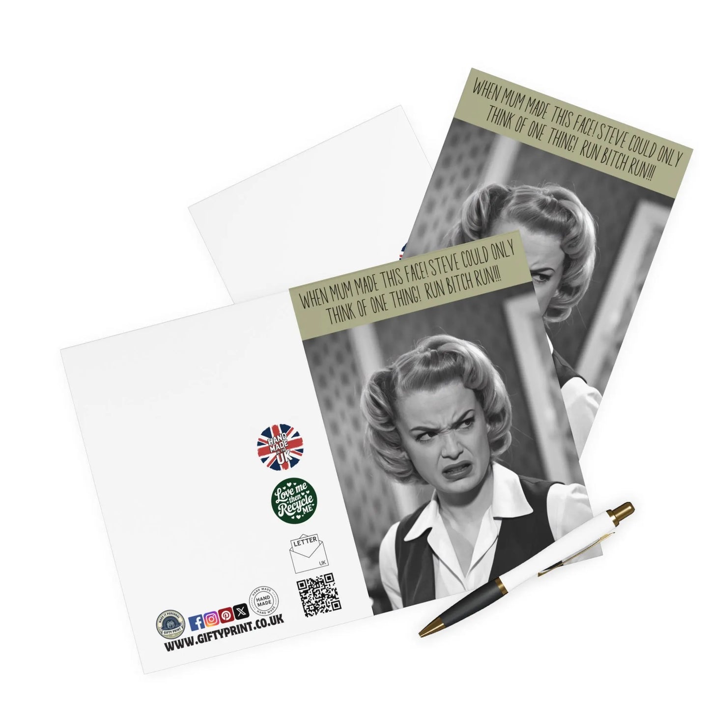 Mothers Day Card When Mum Makes This Face Run Bitch Run - Gifty Print