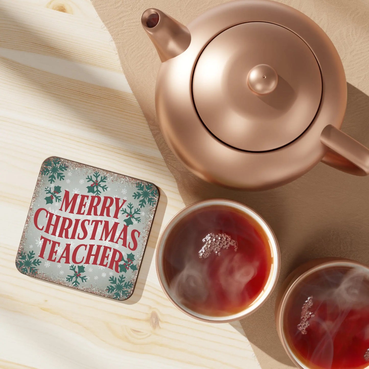 Context Merry Christmas Teacher Hardback Coaster