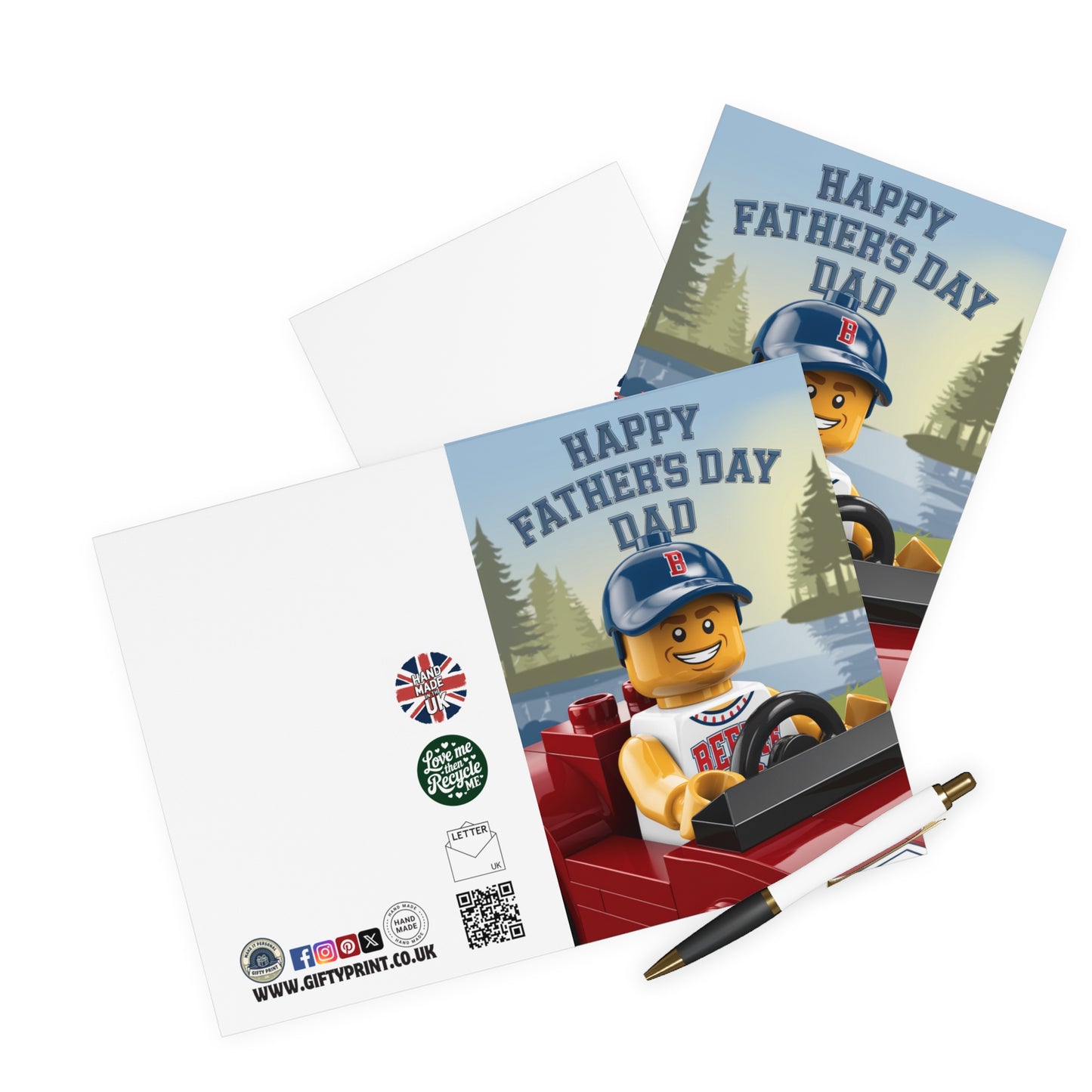 Fathers Day Card Building Blocks Man Car Happy Fathers Day