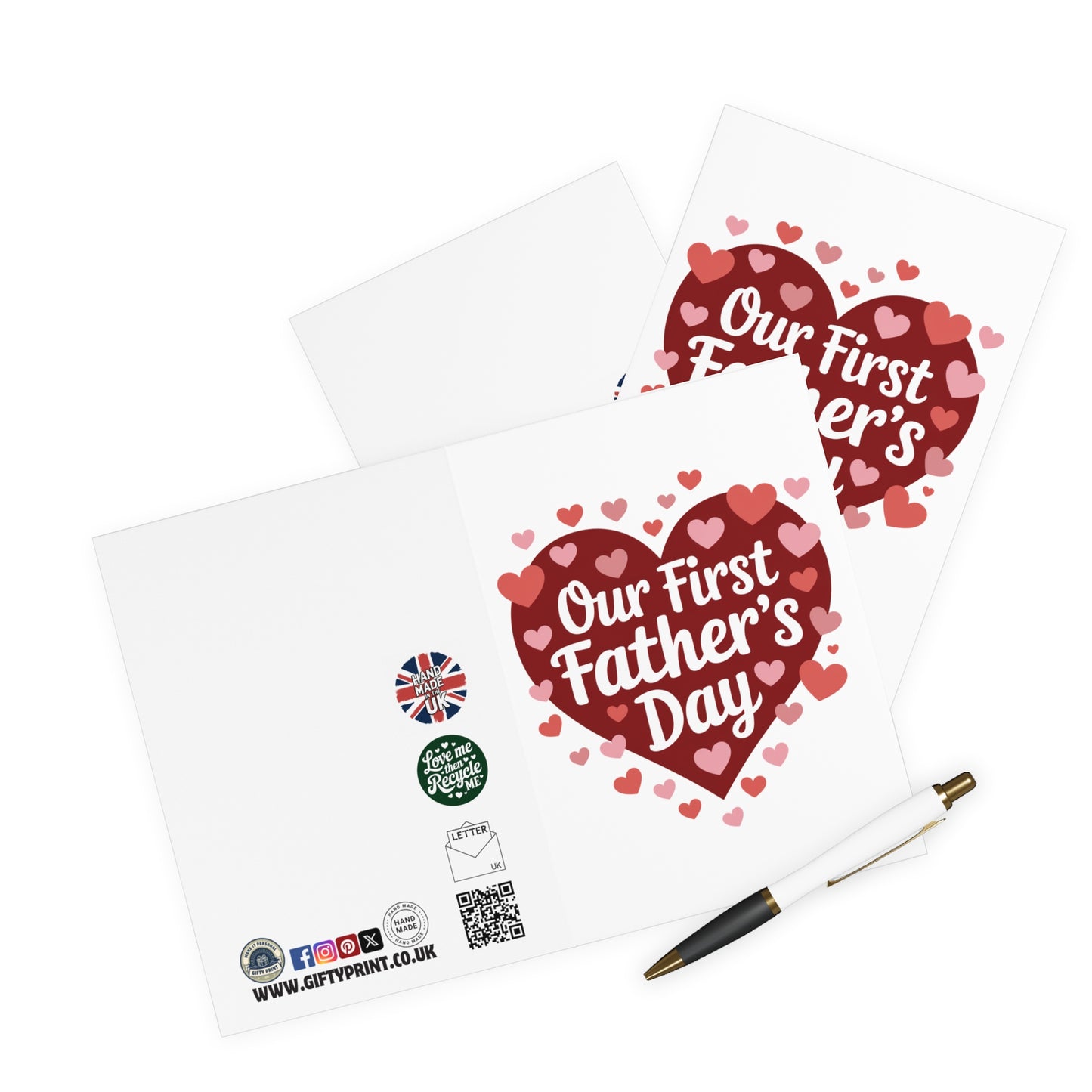 Fathers Day Card Our First Fathers Day Big Red Hearts C