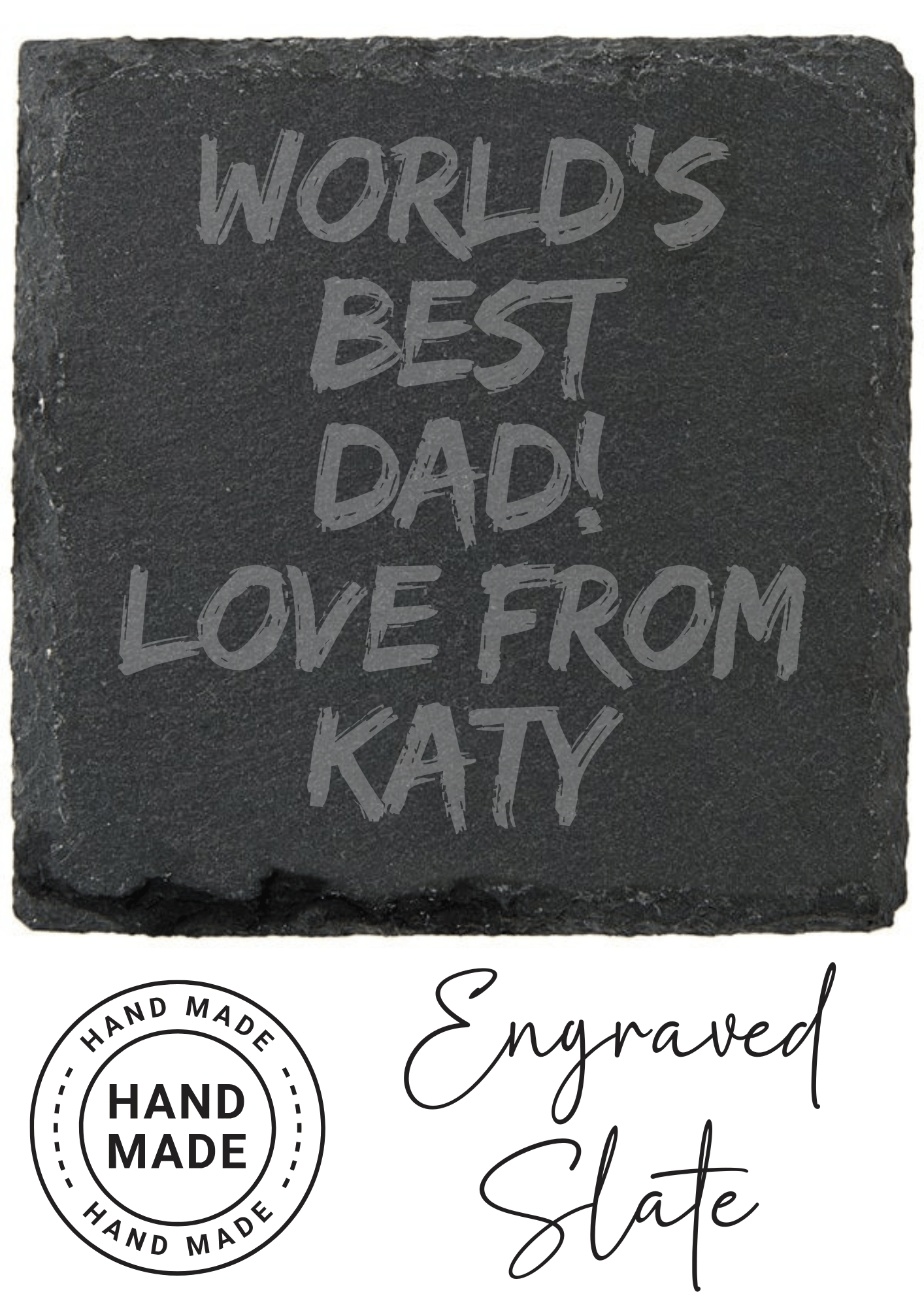 Fathers Day Engraved Slate Coaster World's Best Dad Personalised