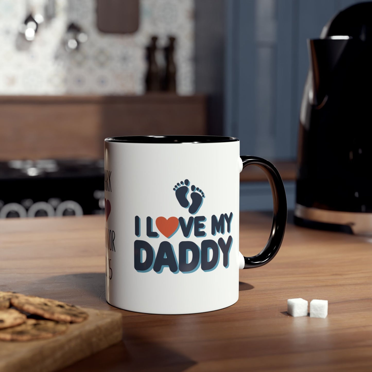 Fathers Day Mug I Love My Daddy Foot Prints Personalised C