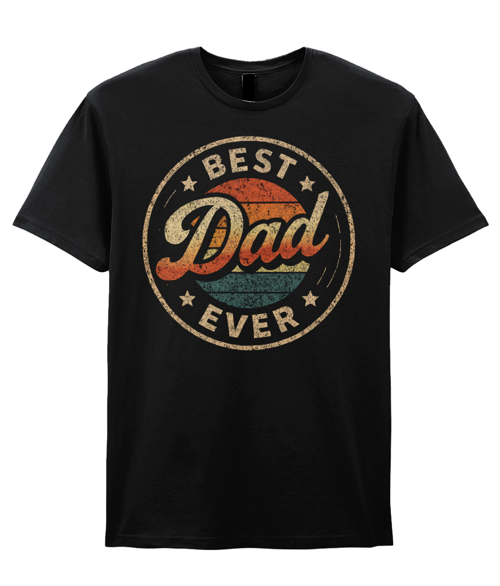 Fathers Day T Shirt Retro Sun Best Dad Ever