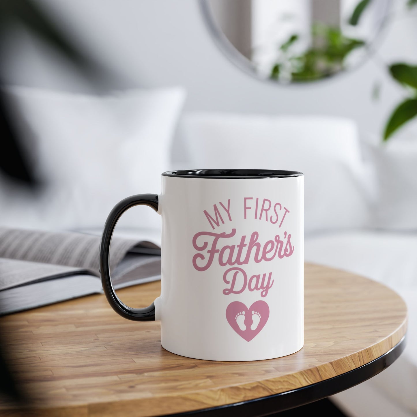 First Fathers Day Mug Pink Foot Prints Personalised C