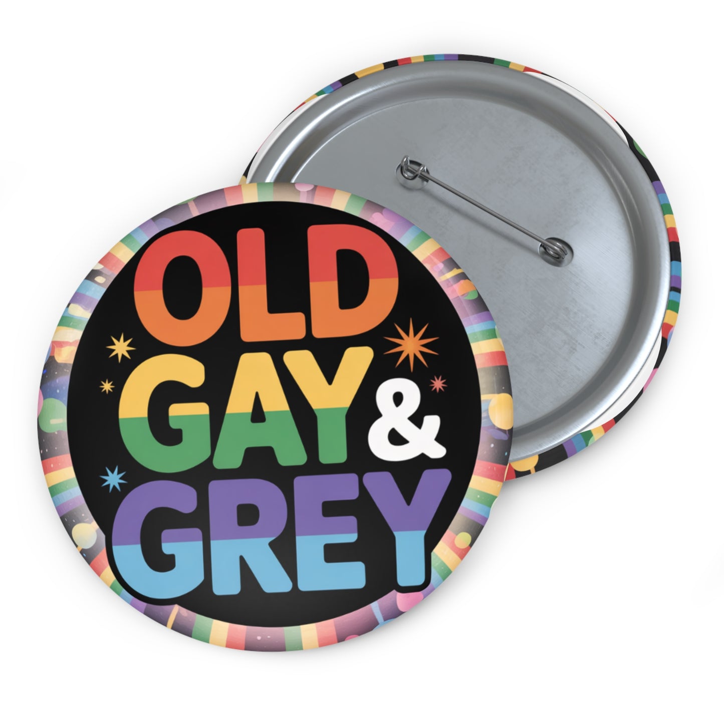Fun Gay Pin Badge Old Gay & Grey