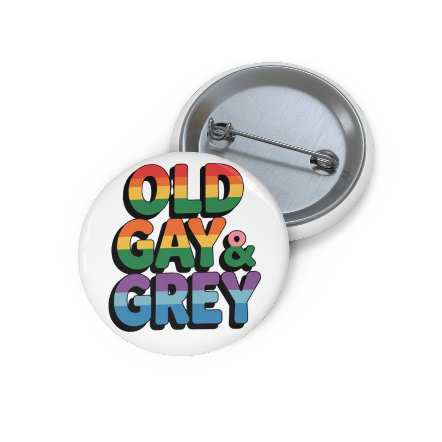 Fun Gay Pin Badge Old Gay & Grey