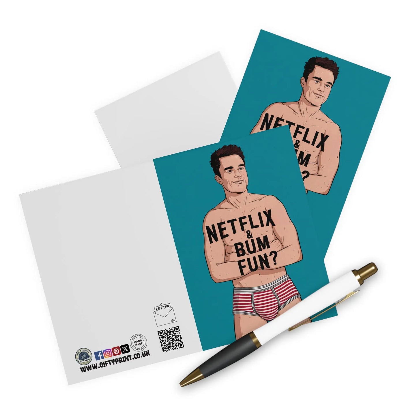Funny Gay Valentines Day Card Netflix & Bum Fun c