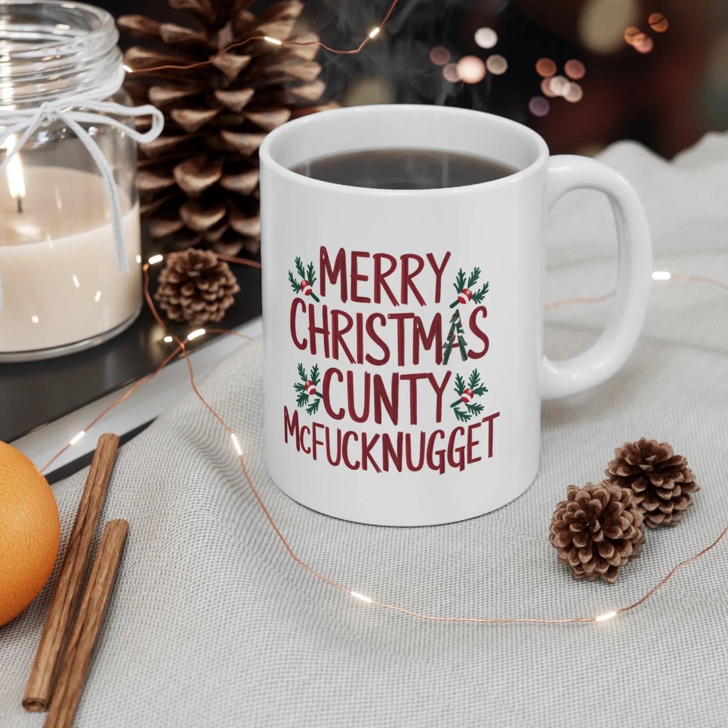 Funny Rude Christmas Mug Merry Christmas Cunty McFucknugget context