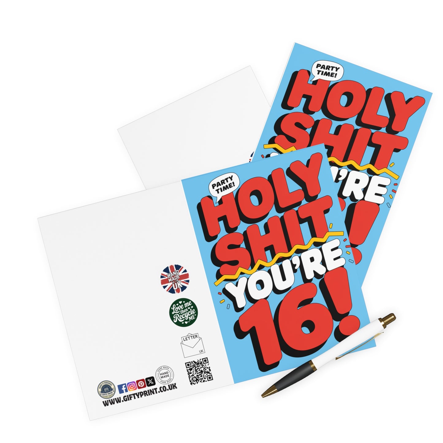 Funny 16th Birthday Card Holy Shit You're 16 Party Time C