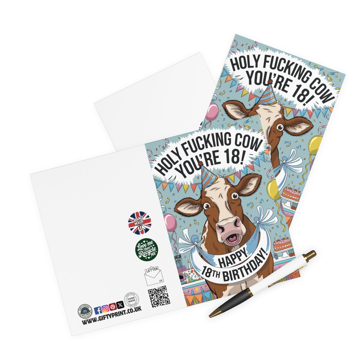 Funny 18th Birthday Card Holy Fucking Cow You're 18