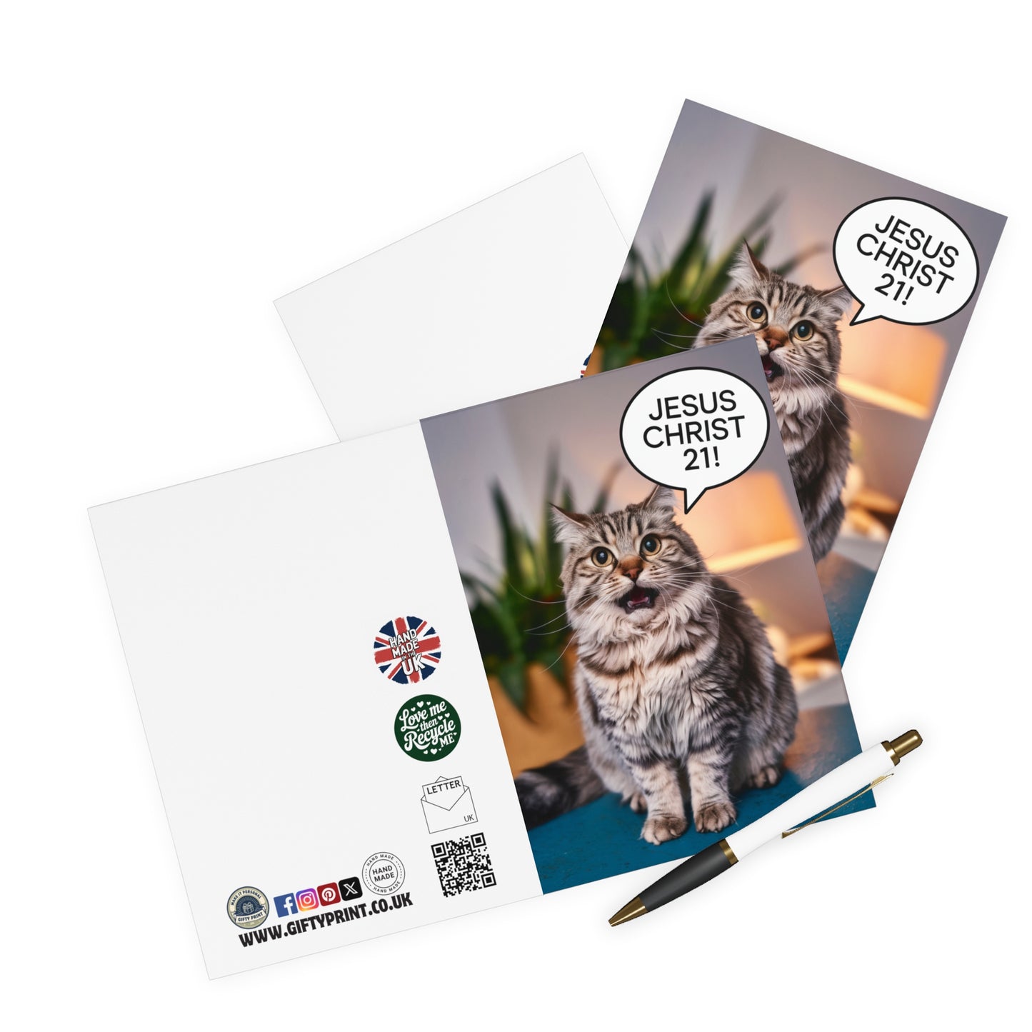 Funny 21st Birthday Card Cat Jesus Christ You're 21