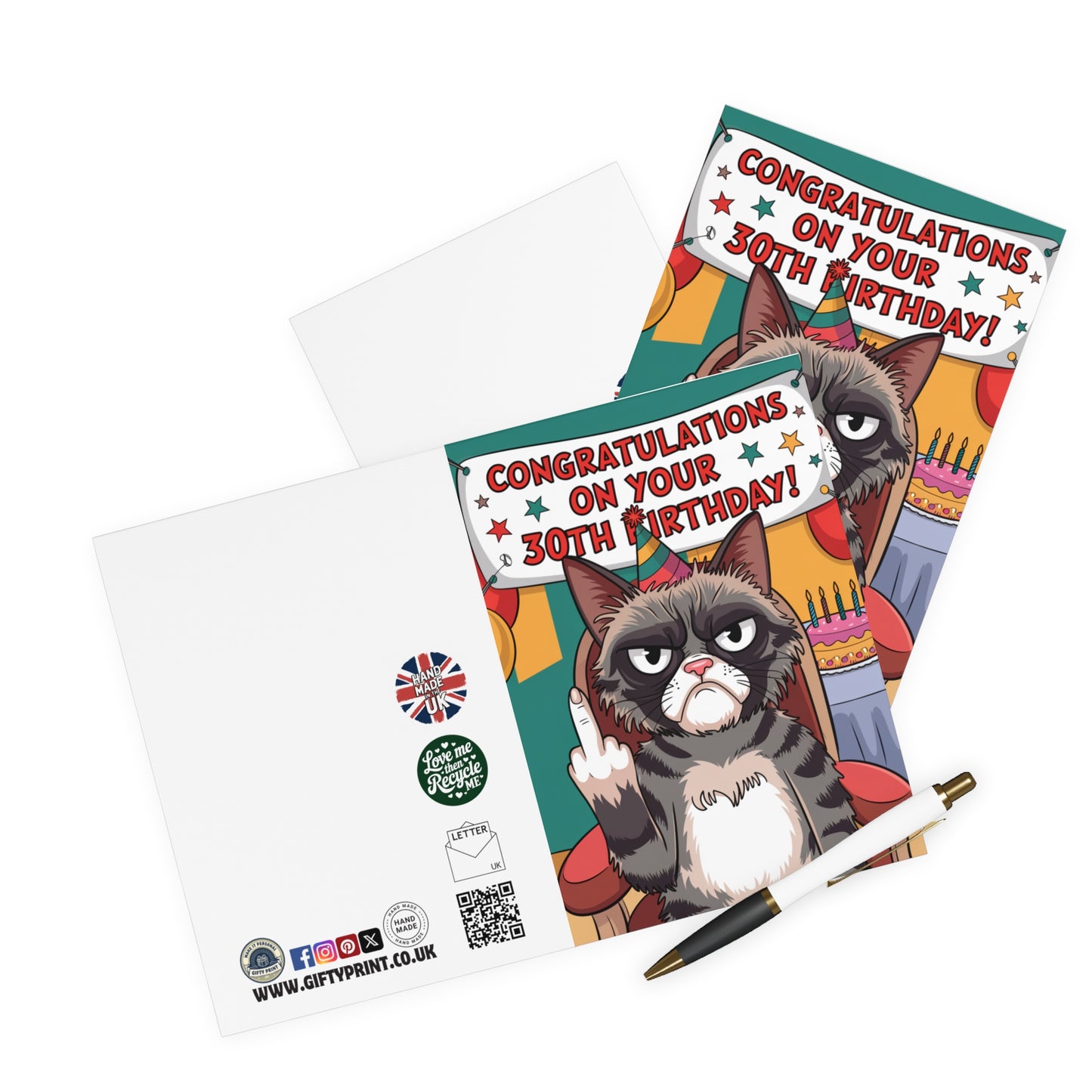 Funny 30th Birthday Card Cat Swearing 30th Birthday