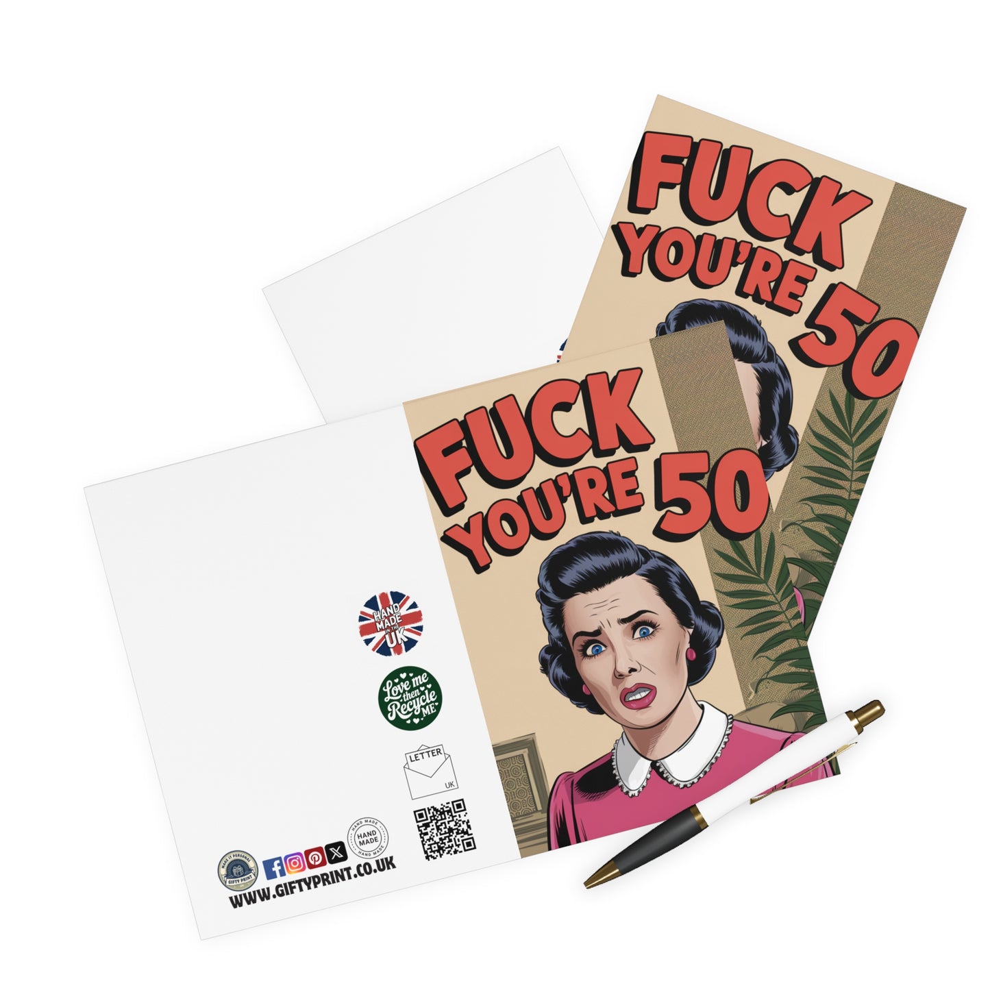 Funny 50th Birthday Card Fuck You're 50 Shocked Woman C