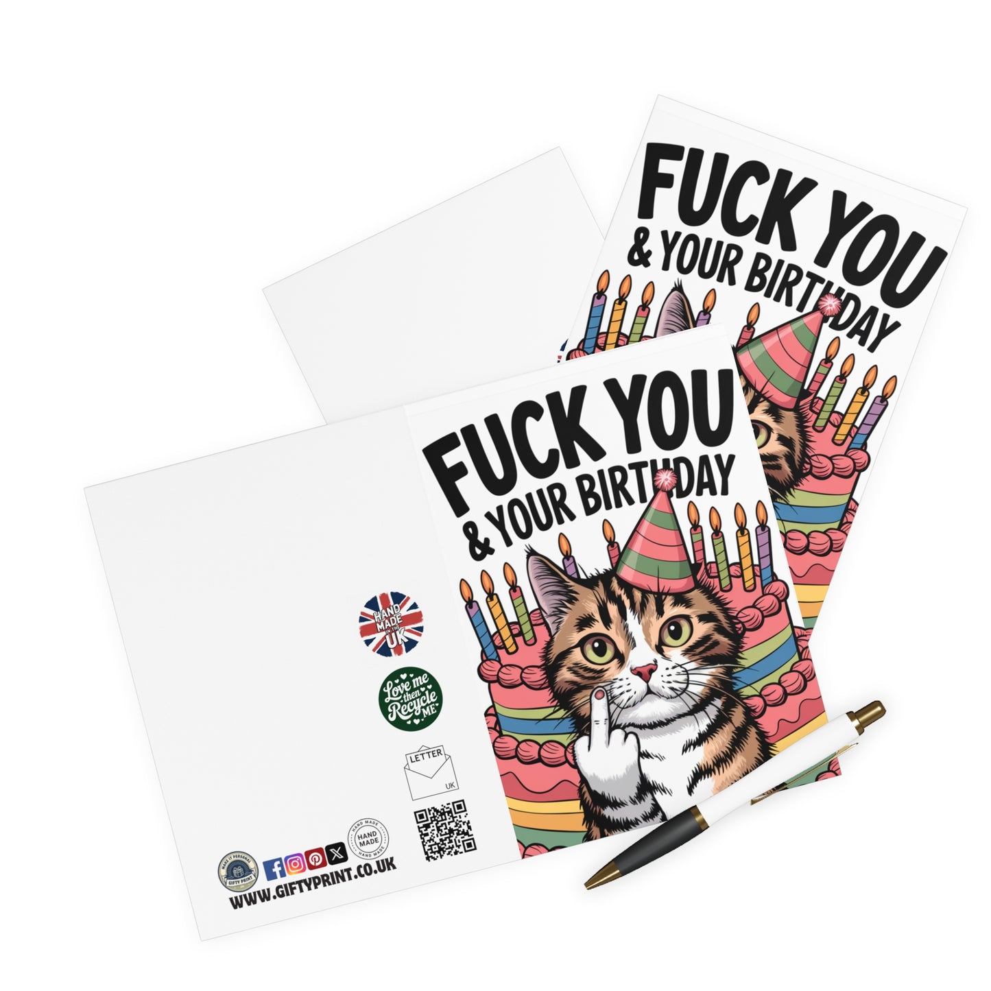 Funny Birthday Card Rude Cat Fuck You & Your Birthday C