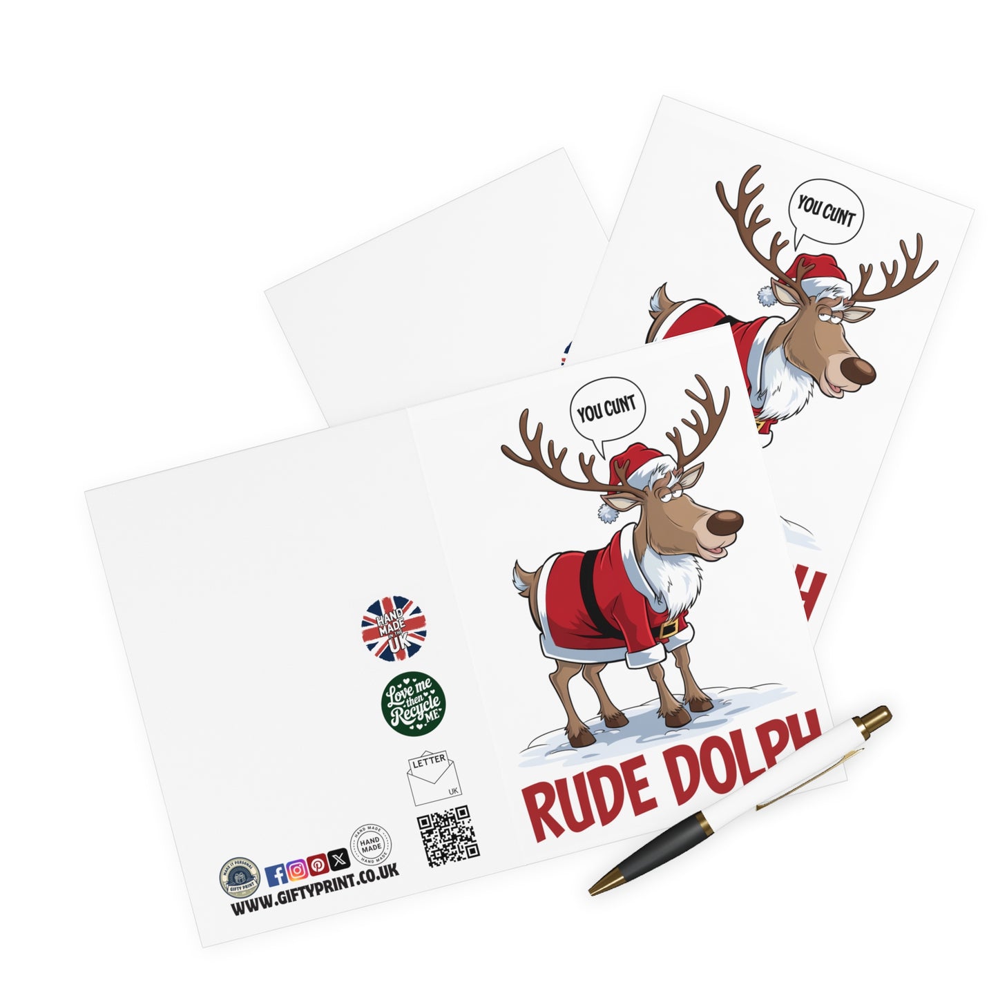 Funny Christmas Card Rude Dolph Reindeer