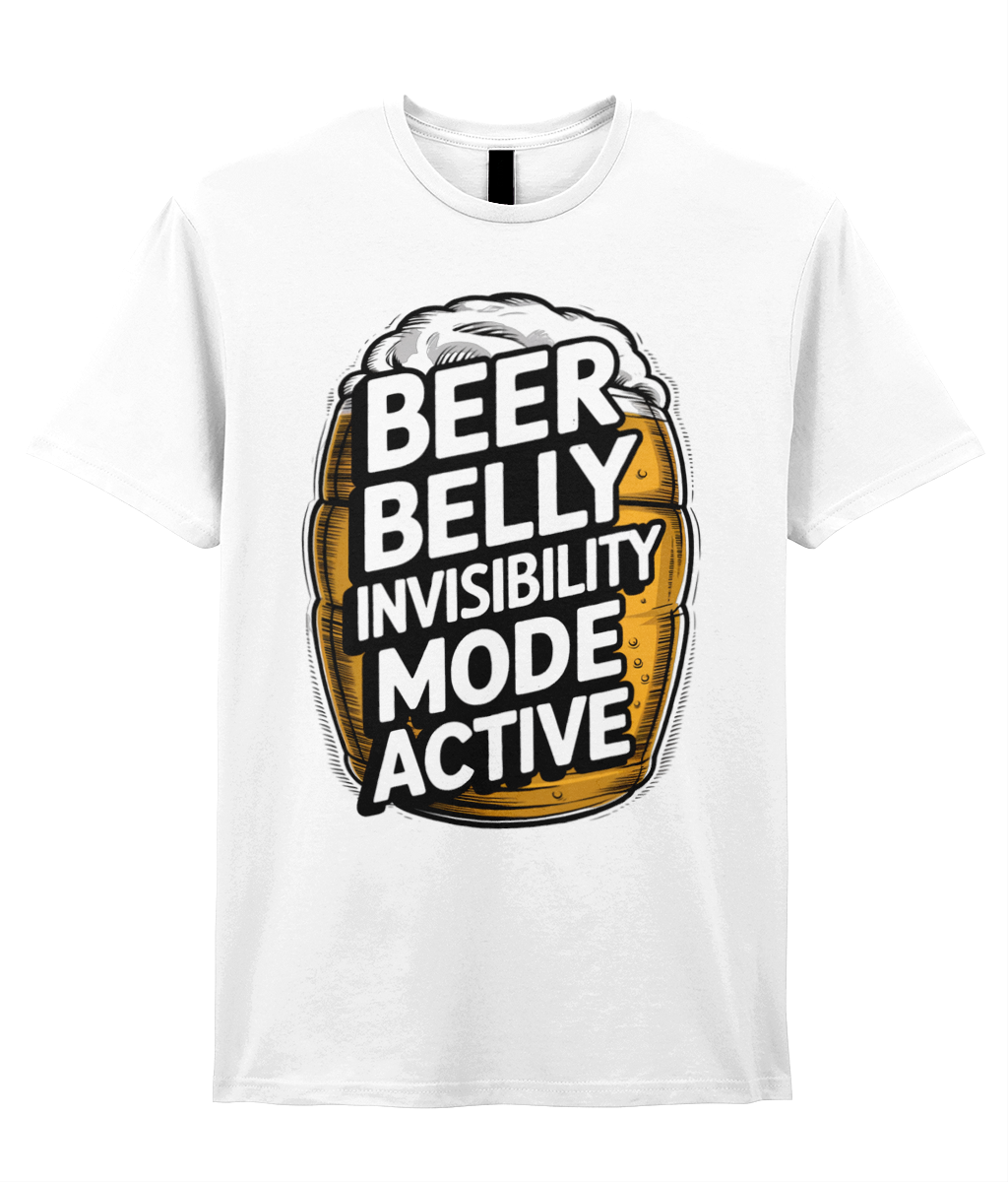 Funny Fathers Day T Shirt Beer Beer Belly Invisibility Mode Active