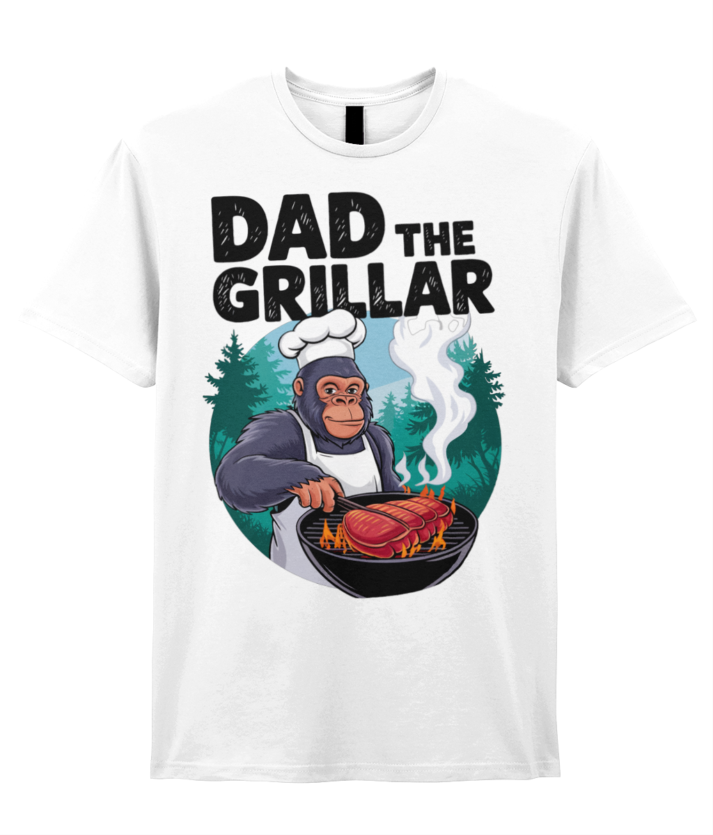 Funny Fathers Day T Shirt Dad The Grillar White
