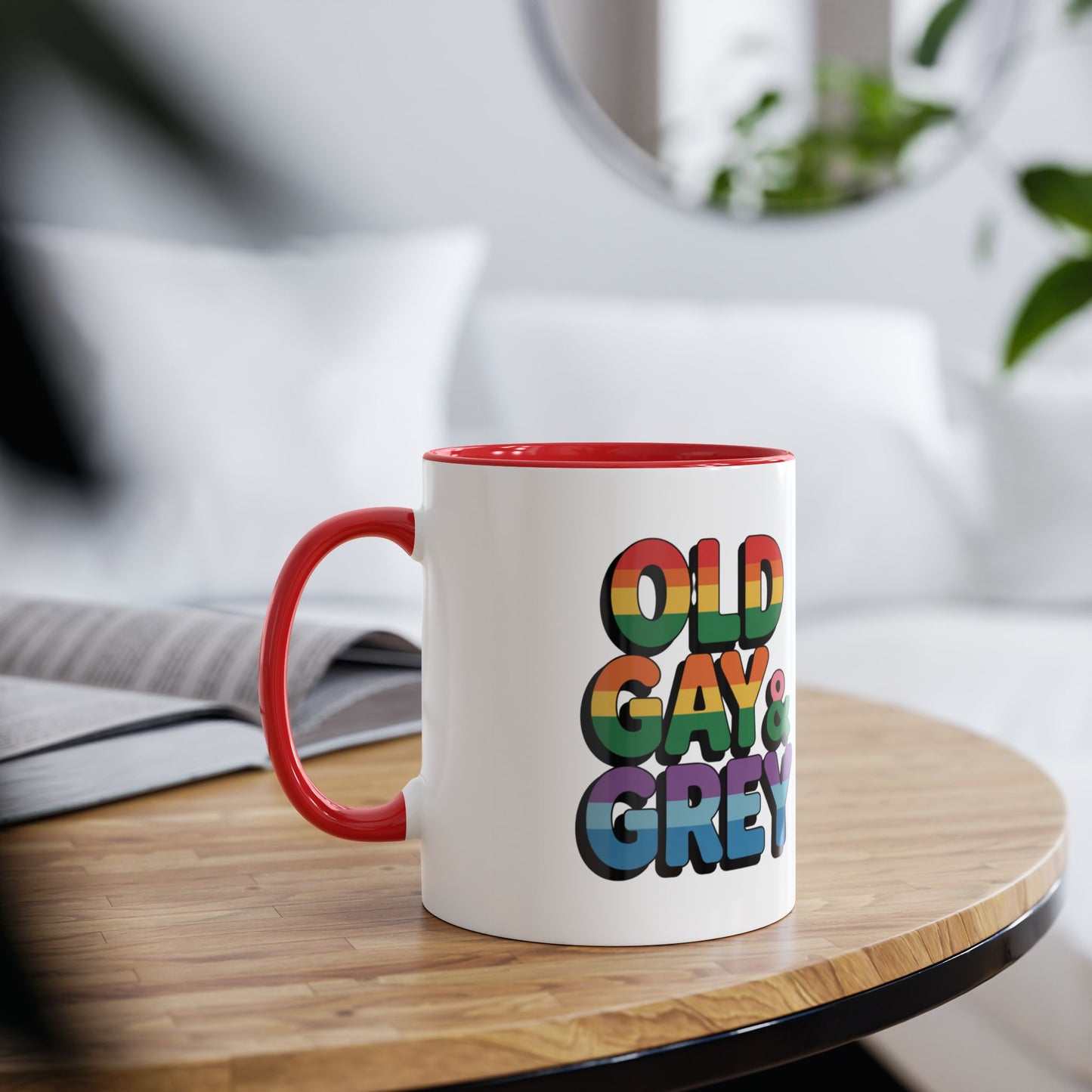 Funny Gay Mug Old Gay & Grey Red Mug