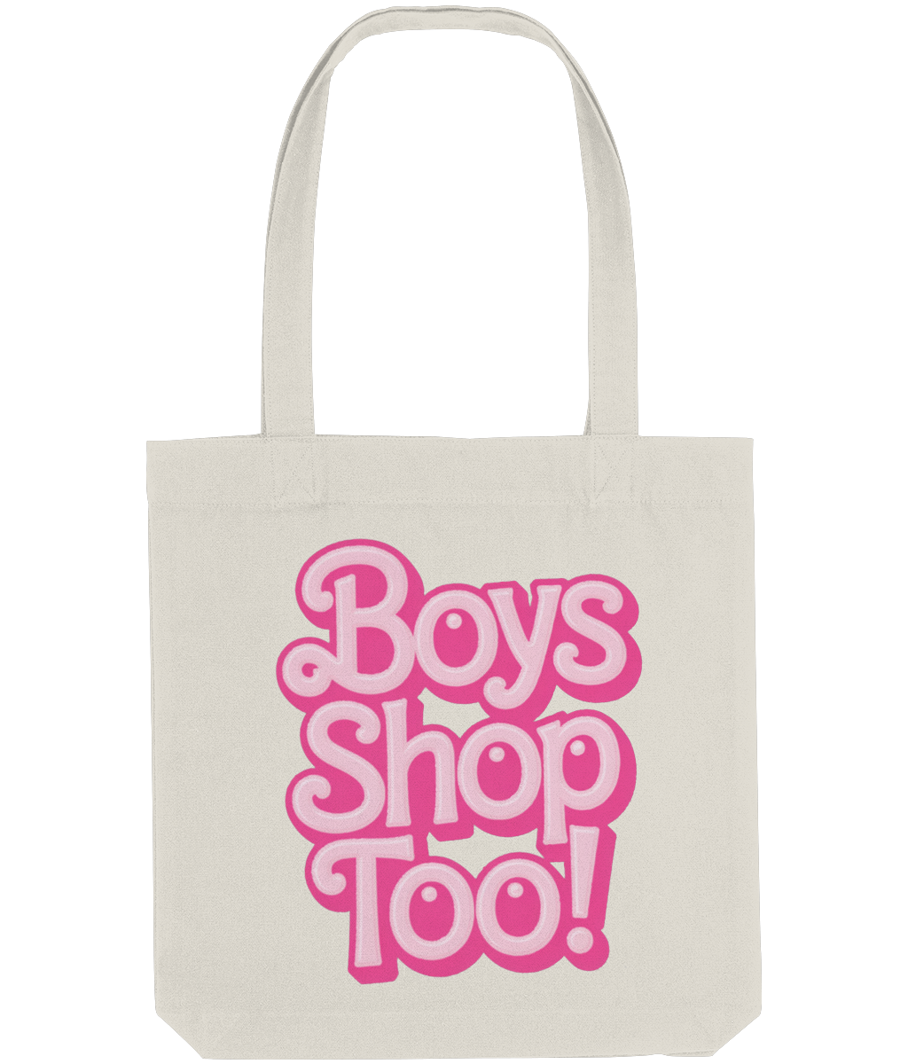 Funny Gay Tote Shopping Bag Boys Shop Too Pink Natural