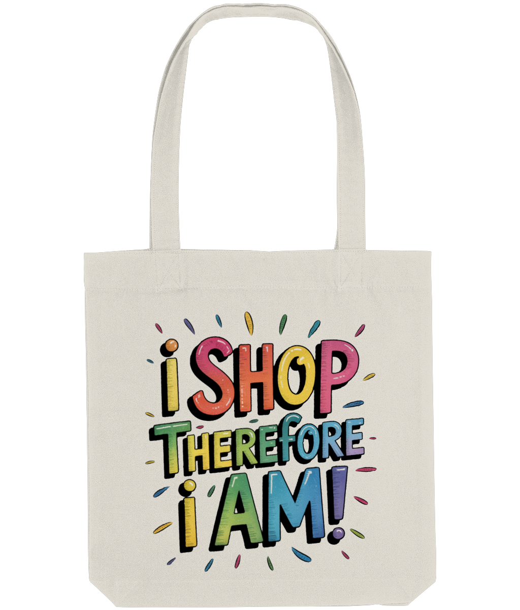 Funny Gay Tote Shopping Bag I Shop Therefore I Am