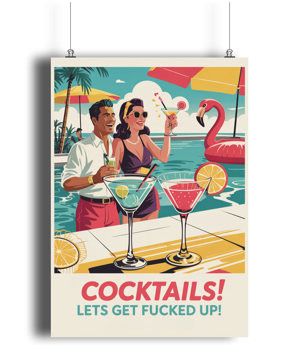 Funny Kitchen Wall Art Cocktails Lets Get Fucked Up