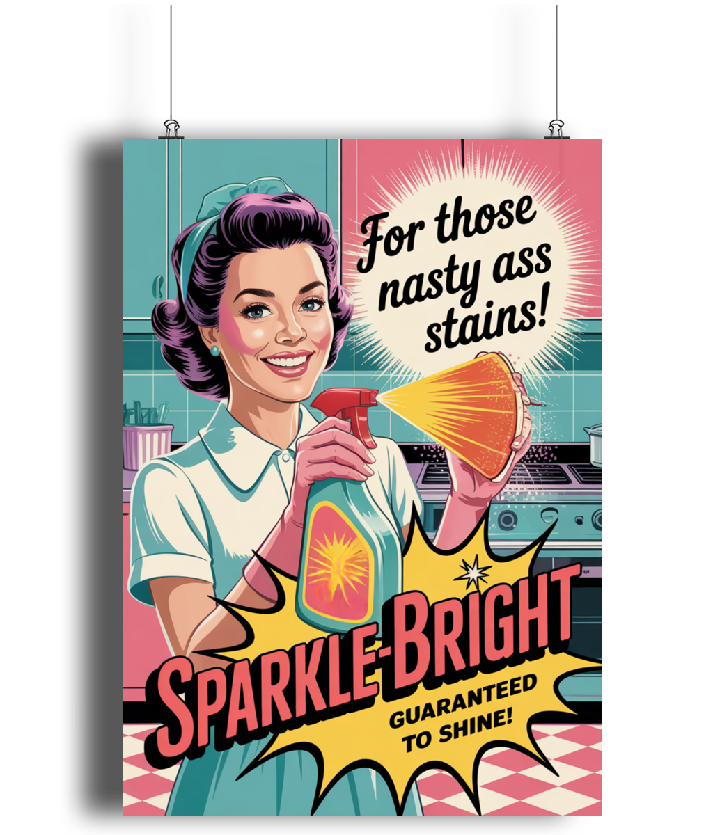 Funny Kitchen Wall Art Sparkle Clean For Nasty Ass Stains