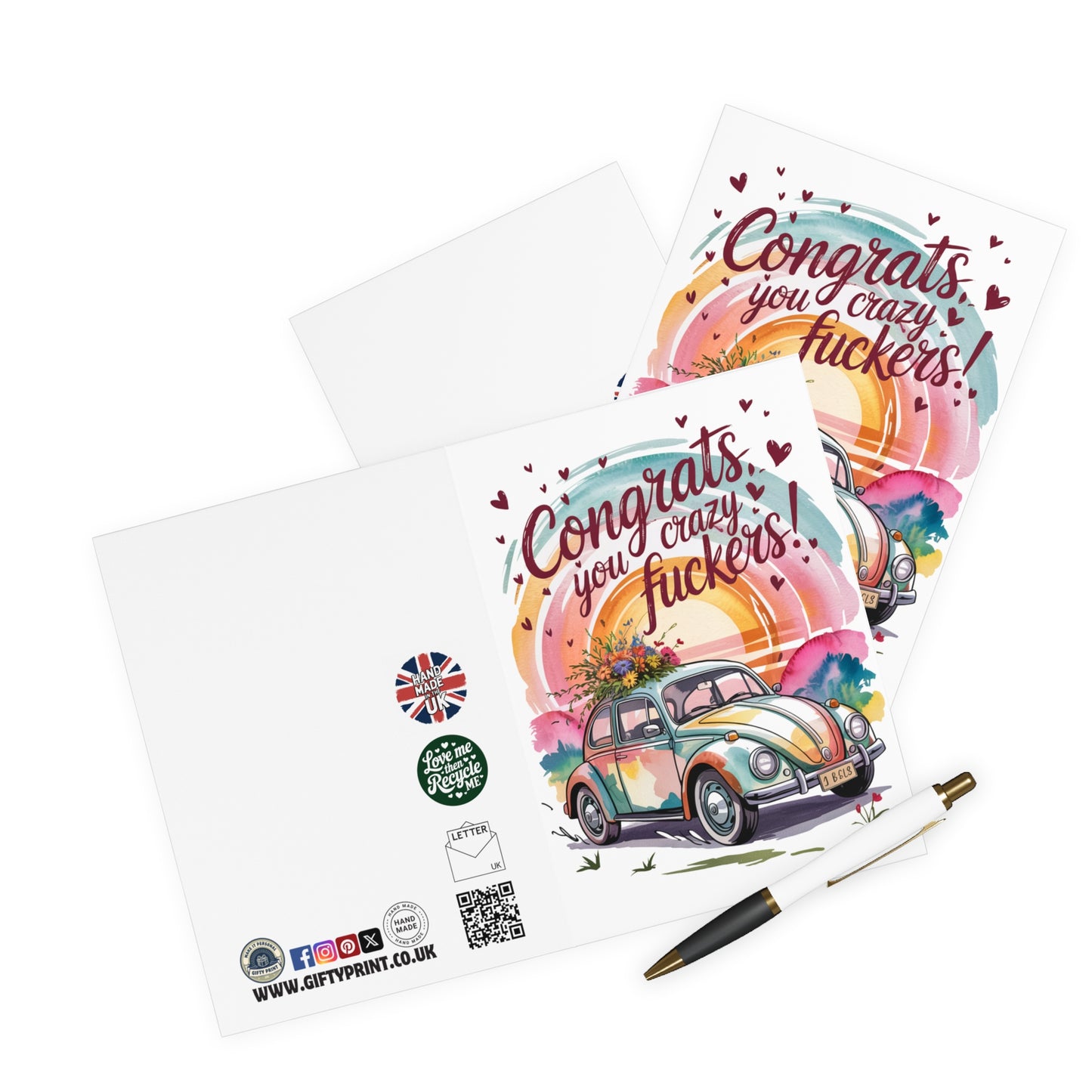 Funny Wedding Card Car Congrats You Crazy Fuckers