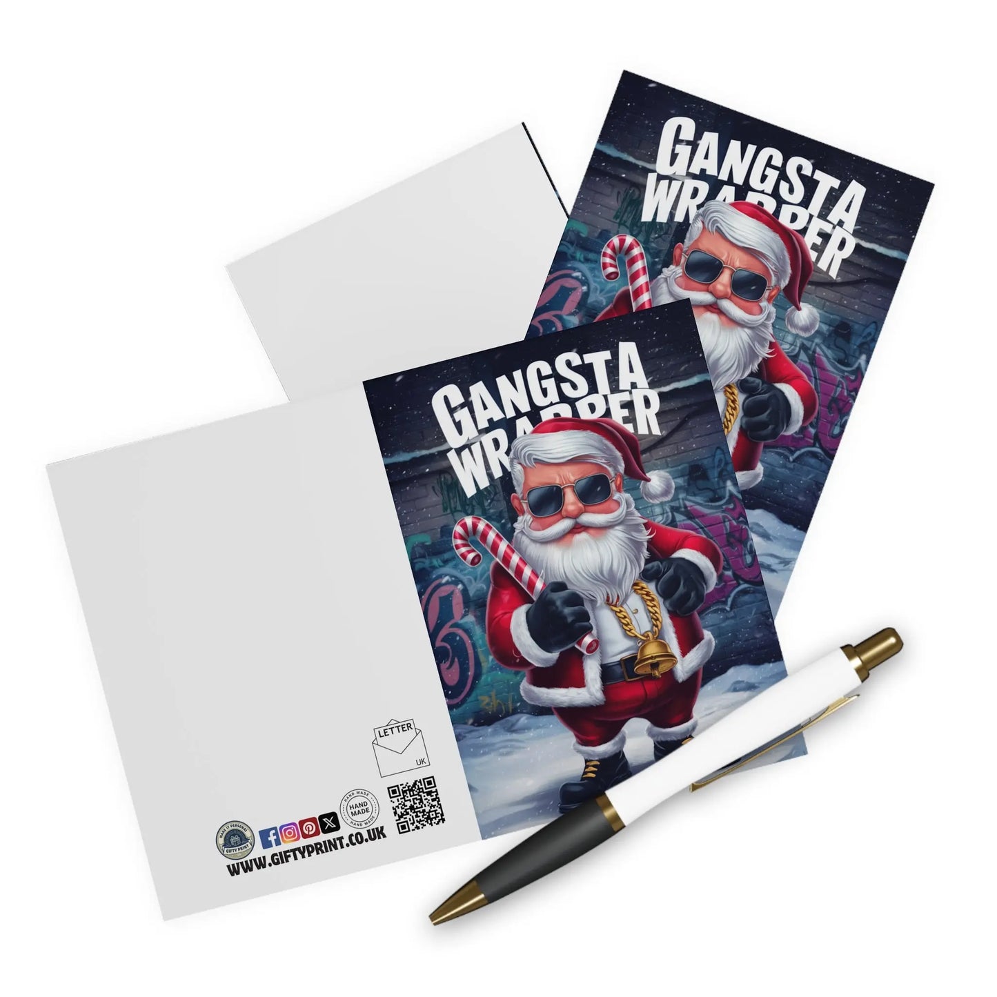 Context Gangsta Wrapper Funny Santa Christmas Card