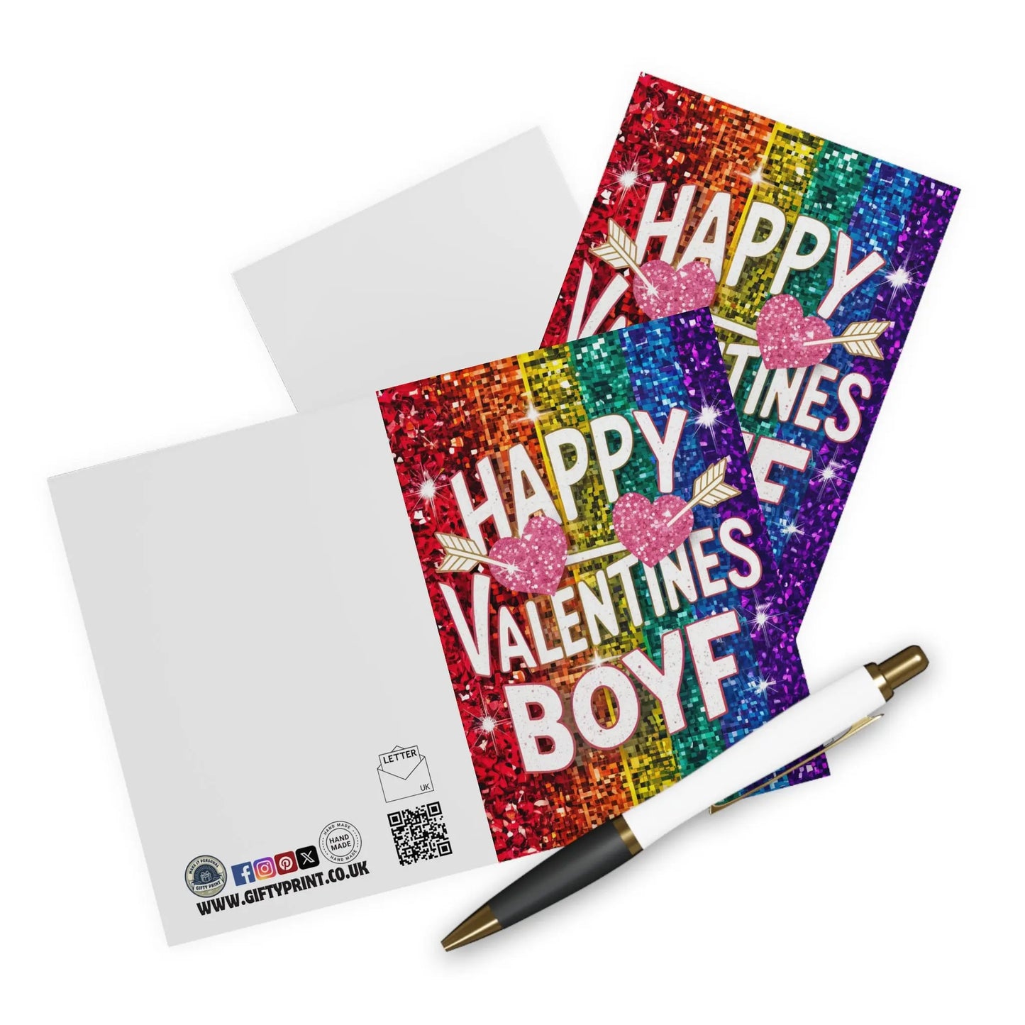 Gay Valentines Day Card Happy Valentines Boyf Rainbow Gifty Print