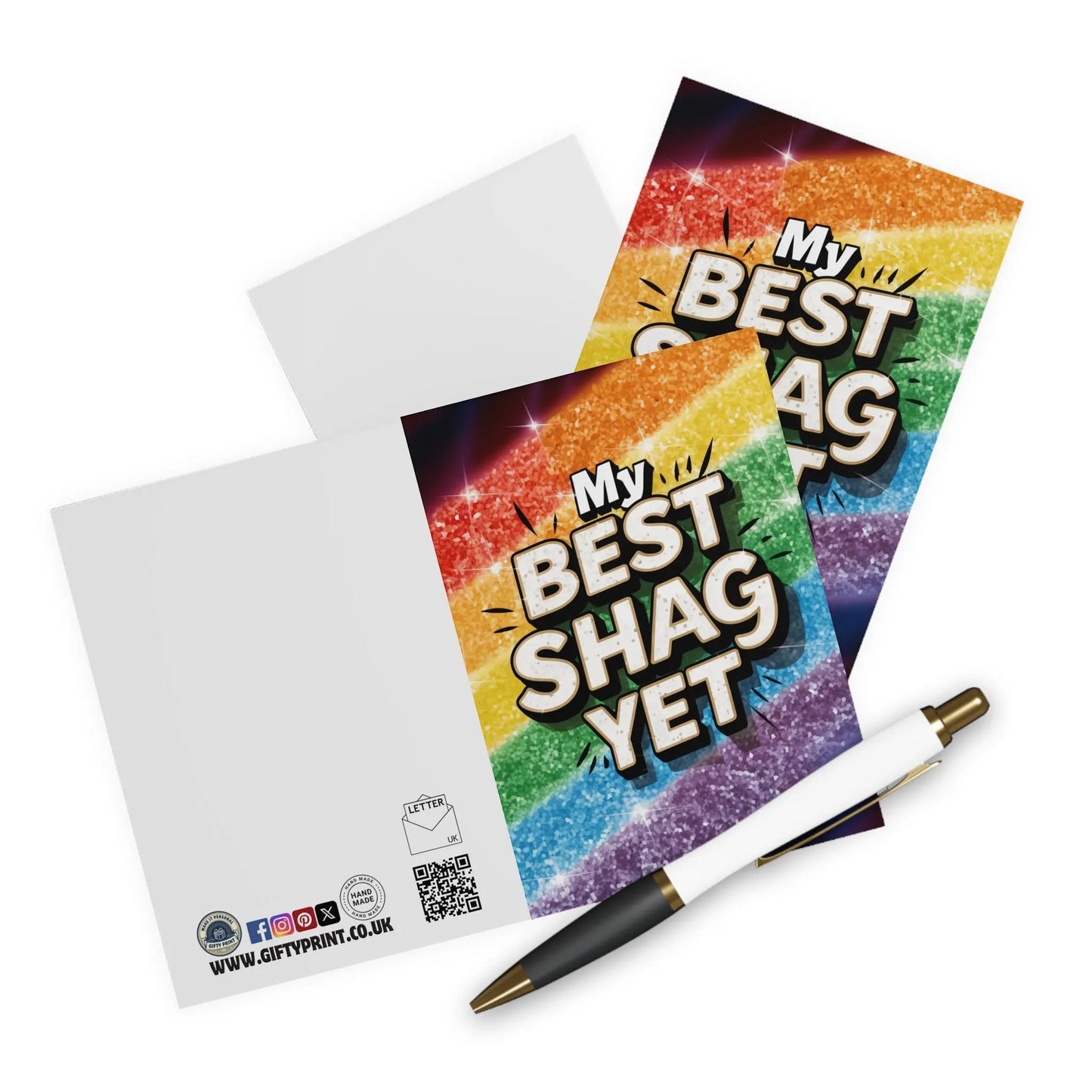 Gay Valentines Day Card My Best Shag Yet Rainbow c