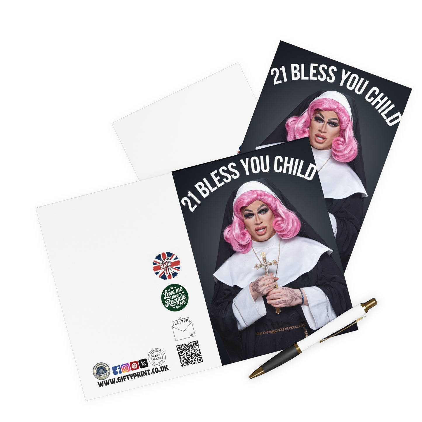 Gay 21st Birthday Card 21 Drag Nun Bless You Child