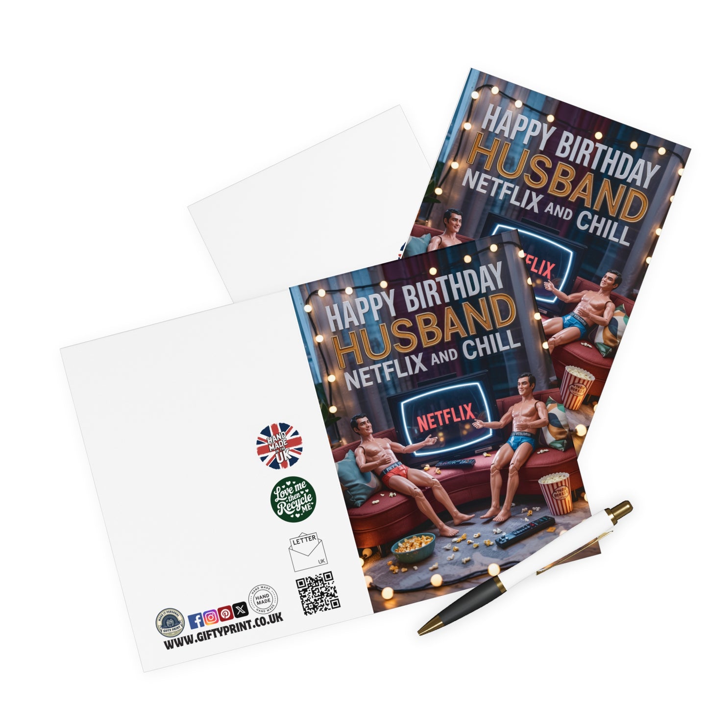 Gay Birthday Card Happy Birthday Husband Dolls Netflix & Chill