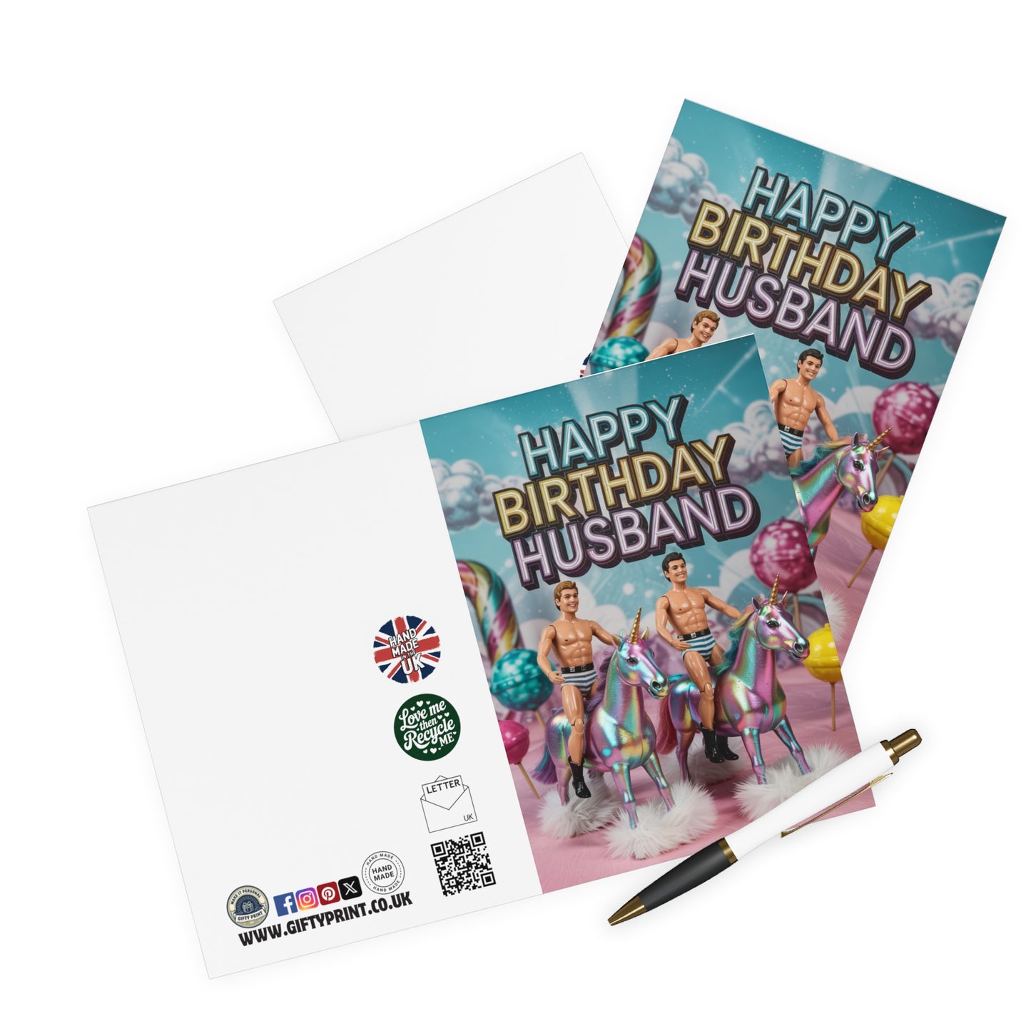 Gay Birthday Card Happy Birthday Husband Dolls & Unicorns