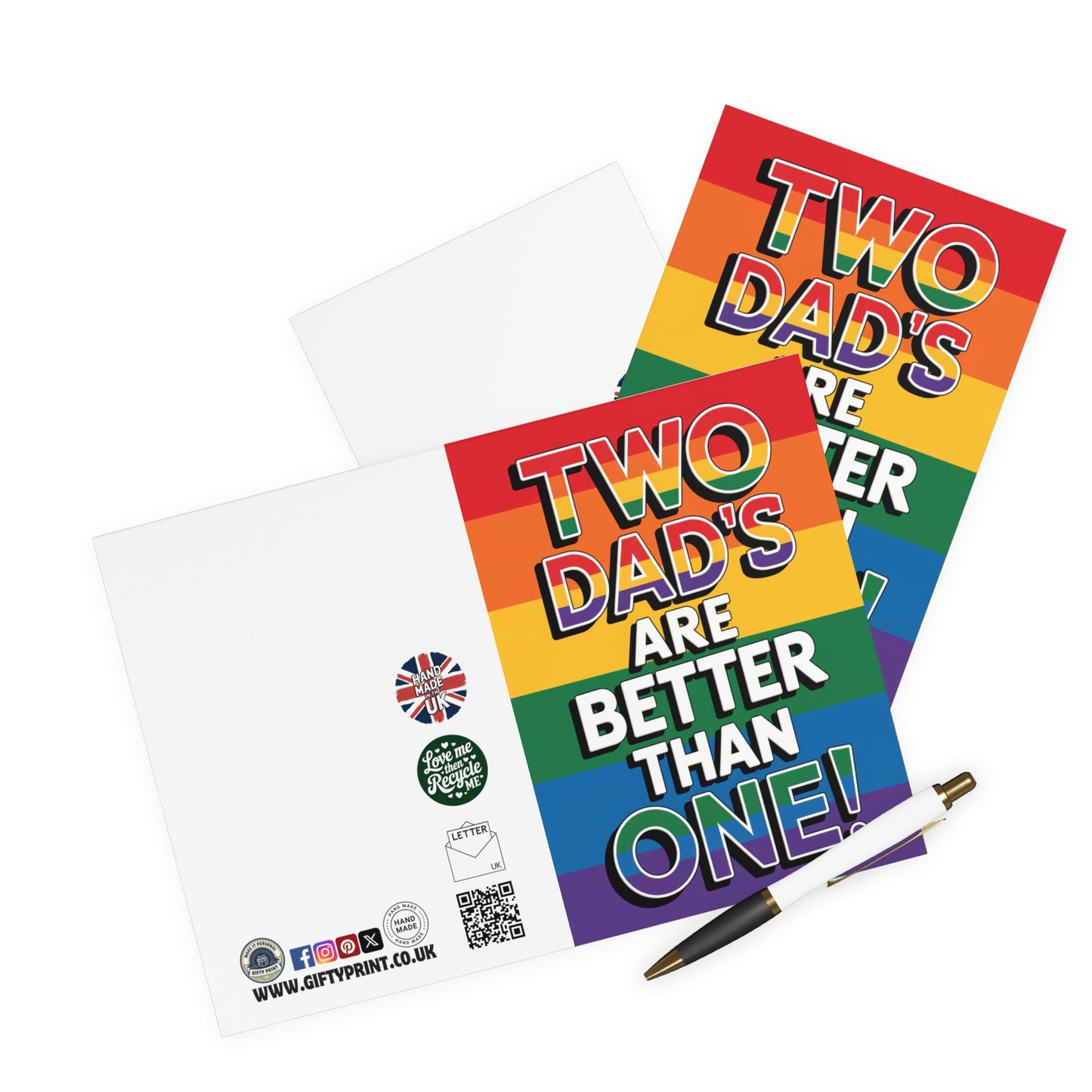 Gay Fathers Day Card Two Dad's Are Better Than One! Rainbow