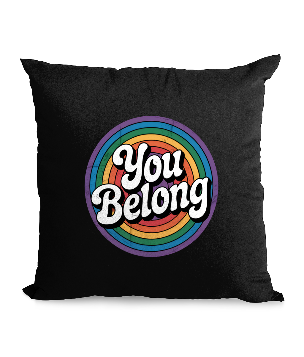 Gay LGBTQ+ Throw Cushion You Belong Logo black