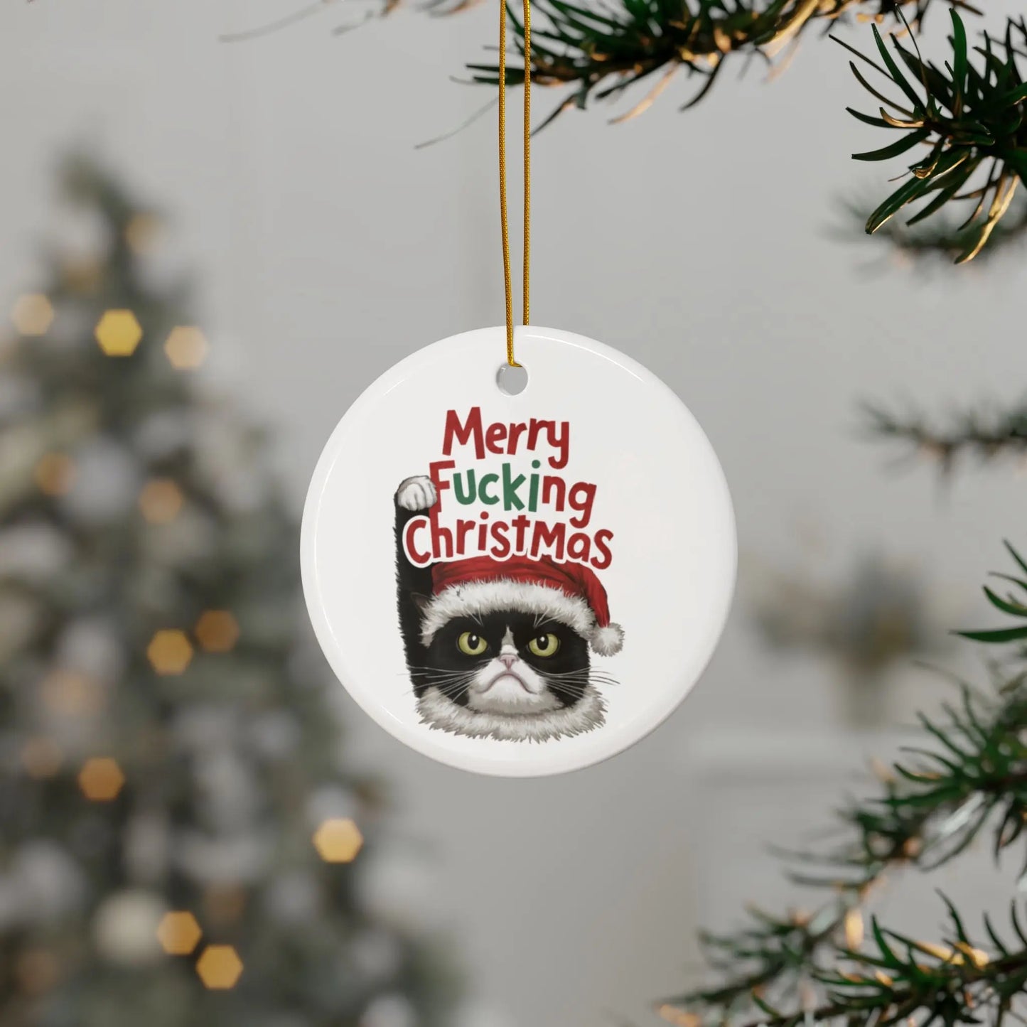 Tree Grumpy Christmas Cat Merry Fucking Christmas Bauble