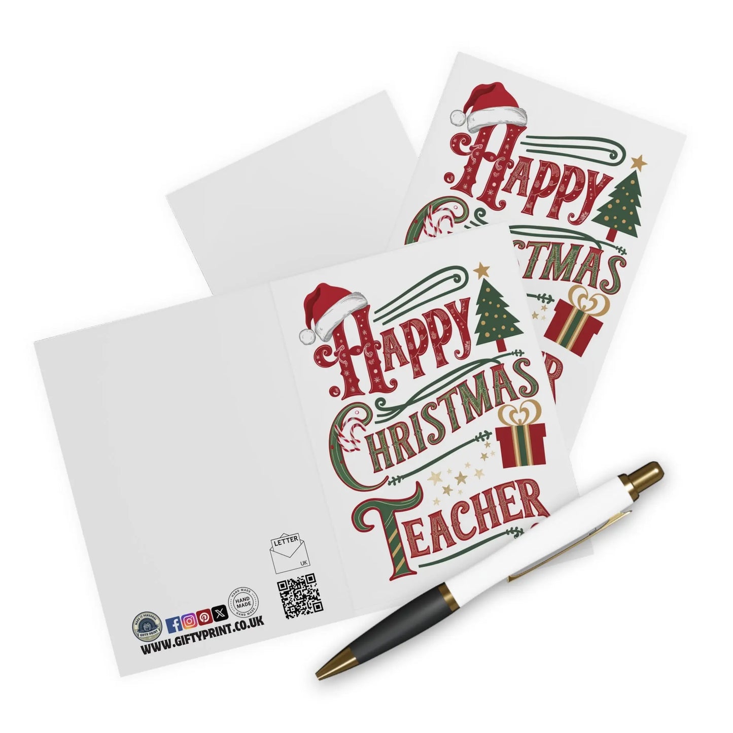 Context Happy Christmas Teacher Christmas Card Red & Green