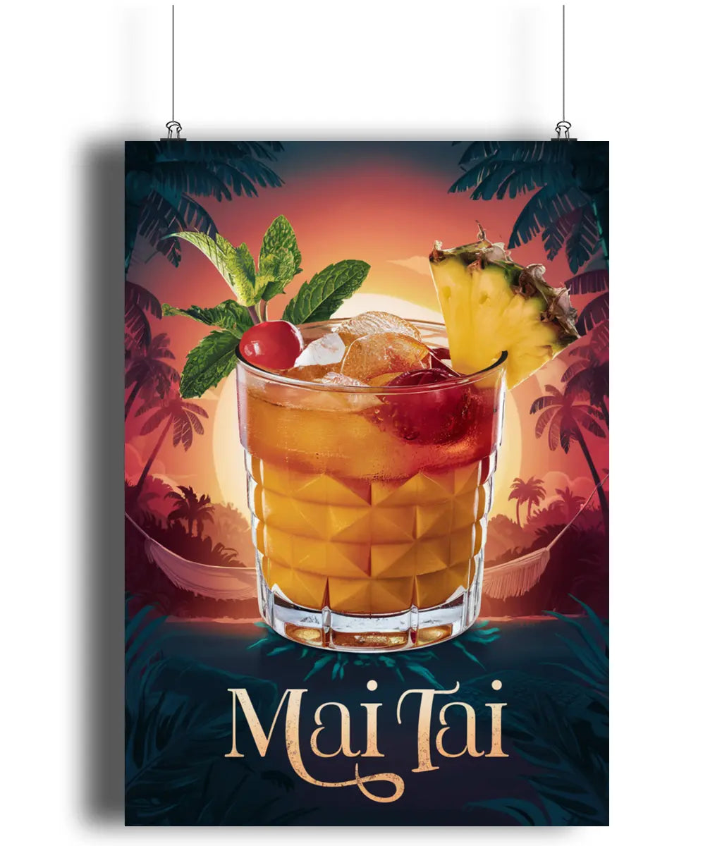 Home Bar Wall Art Print Mai Tai Cocktail Glass
