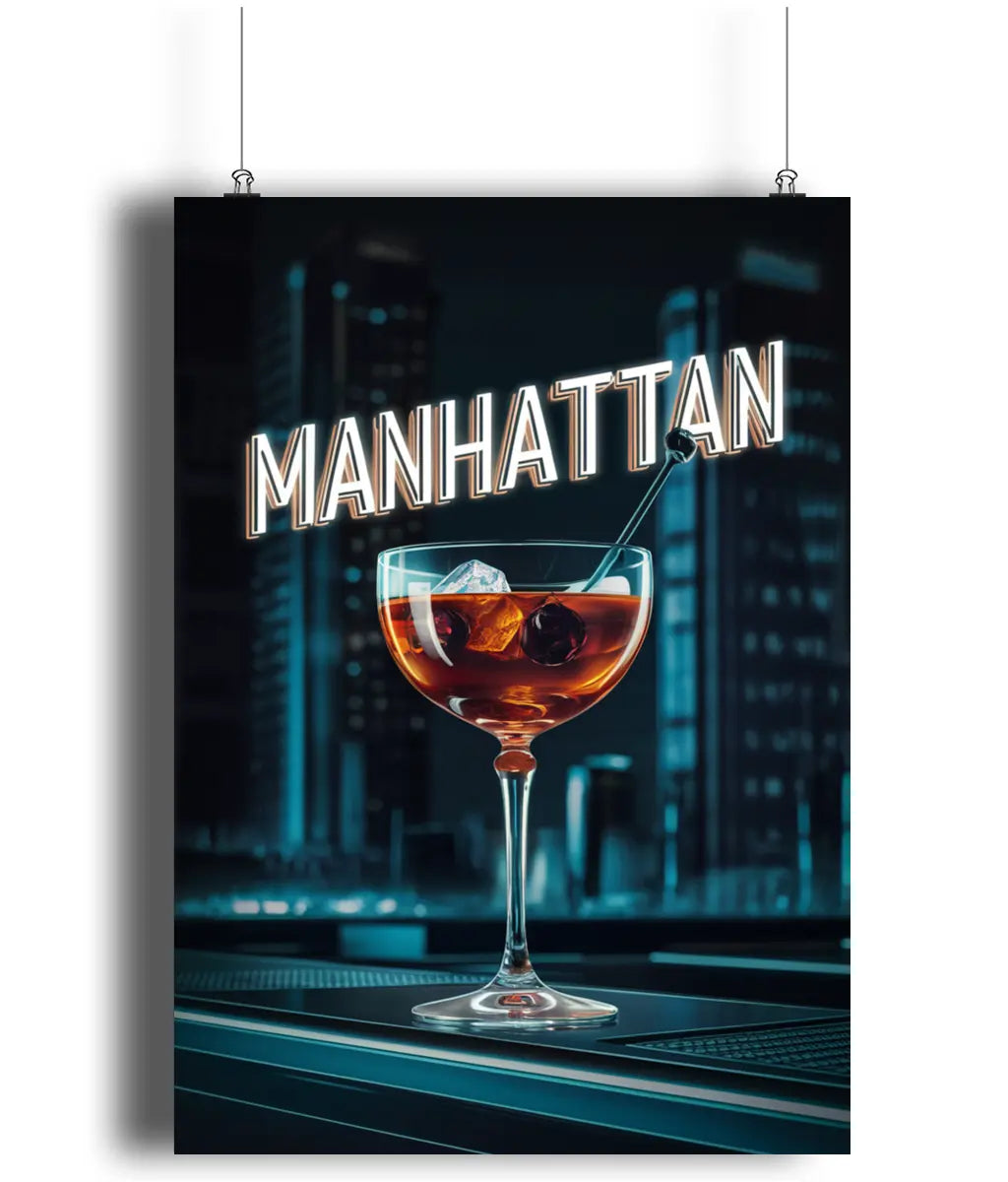 Home Bar Wall Art Print Manhattan Cocktail