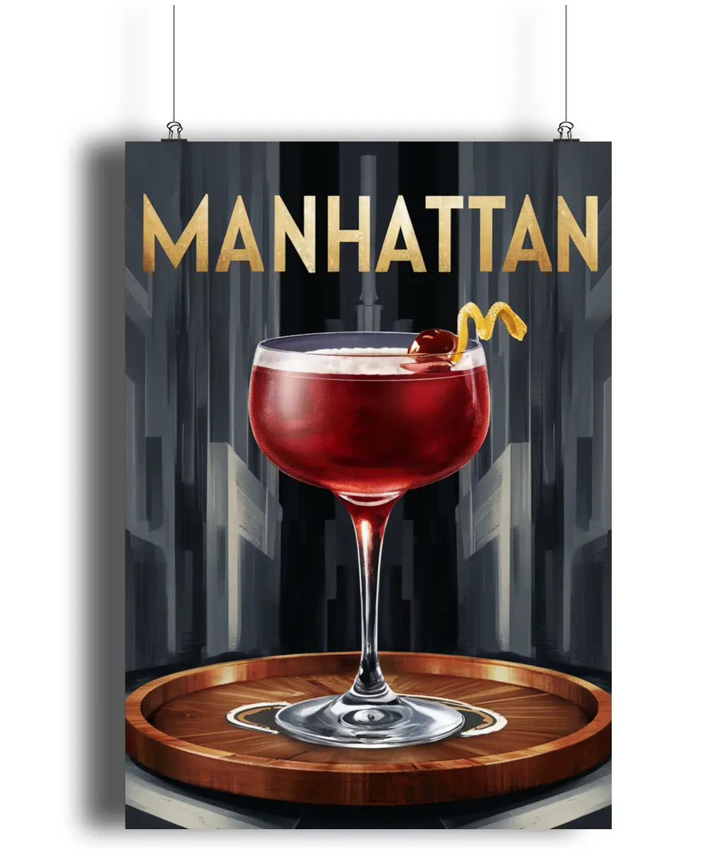 Home Bar Wall Art Print Glass Manhattan Cocktail