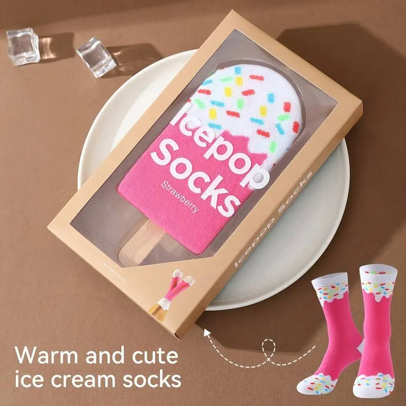 Ice Cream Lollipop Socks Pink Gift Box 1 Pair